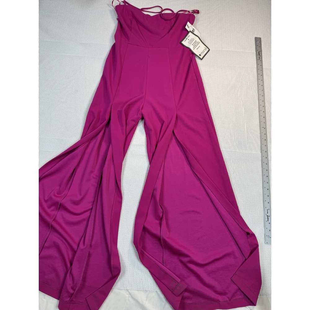 Bebe Pink Jumpsuit Womens Medium Wide Leg Spaghetti Strap Fuchsia NWT Read - Picture 8 of 16